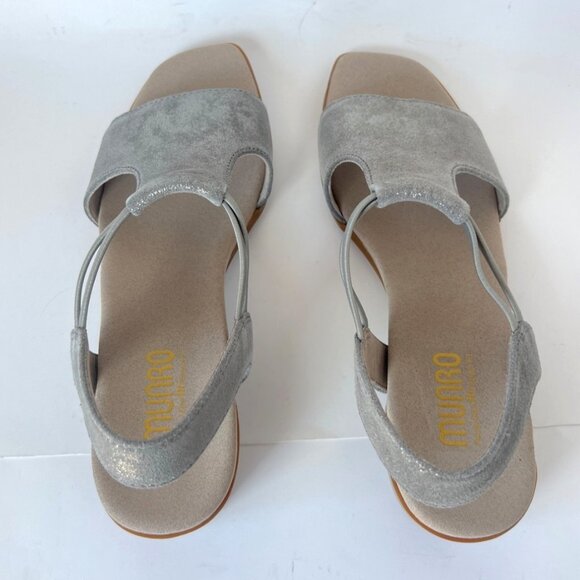 Munro Women Gunmetal Metallic Sandals Leather Slingback Block Heels Size 8.5 - Picture 4 of 13
